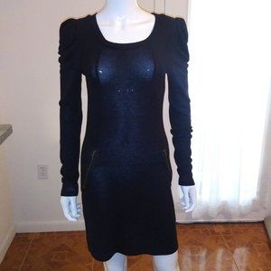 black long sleeve knit dress